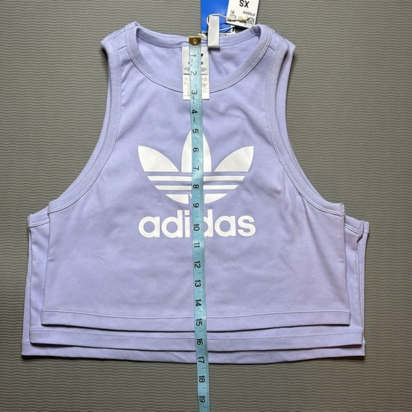 Adidas Originals Trefoil Tank Top Crop High Neck Purple Violet Lavender XS S M - Picture 6 of 7